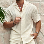 A comfortable summer men’s set featuring a simple, stylish button‑up shirt with matching lightweight shorts — perfect for beach days, holidays, and effortless everyday looks.