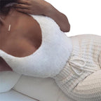 A 3‑piece women’s loungewear set that blends soft comfort with simple elegance. A long‑sleeve crop top, a lightweight tank, and drawstring shorts for a relaxed, confident look at home.