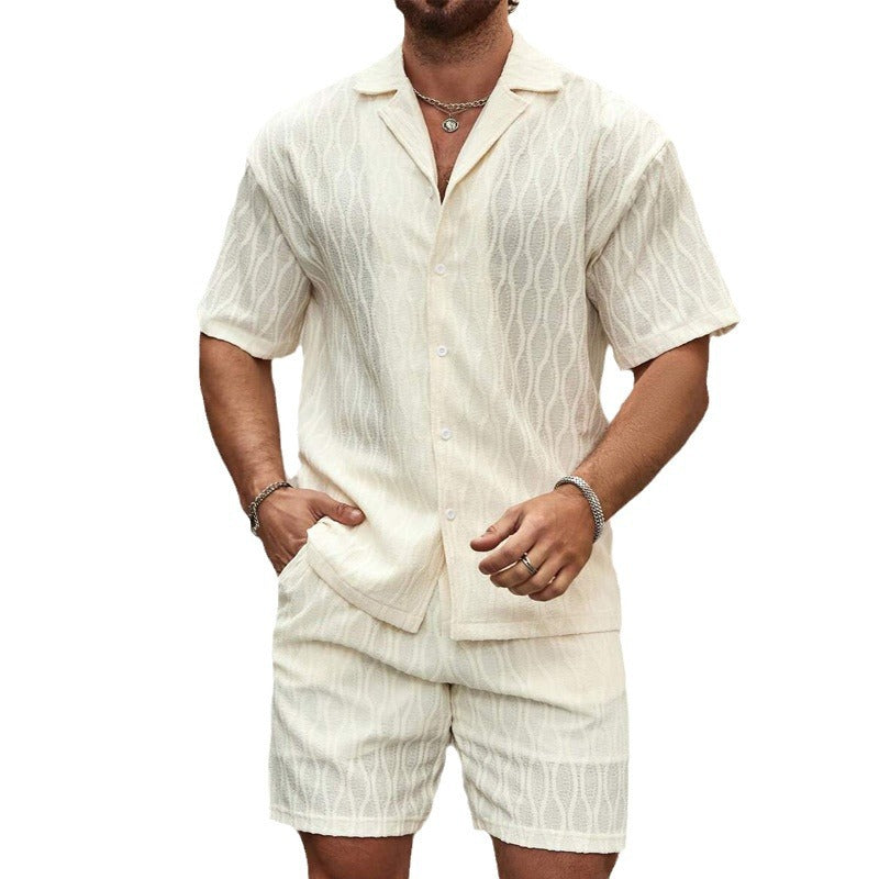 A comfortable summer men’s set featuring a simple, stylish button‑up shirt with matching lightweight shorts — perfect for beach days, holidays, and effortless everyday looks.
