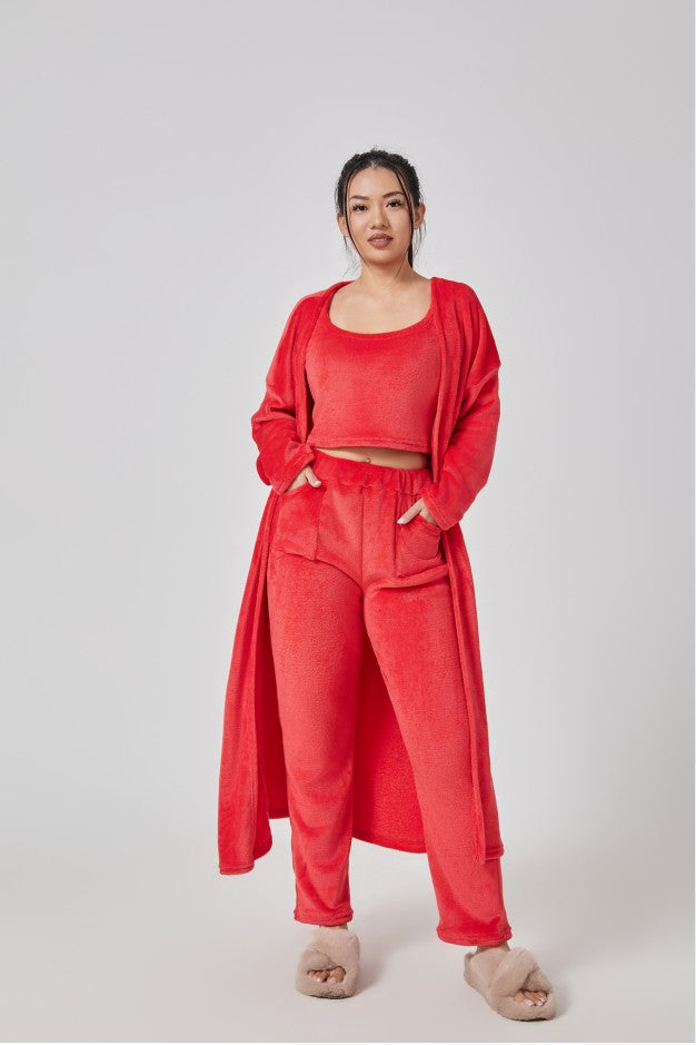 Cozy 3‑Piece Pajama Lounge Set – Cute, Warm, Matching Winter Loungewear for Women