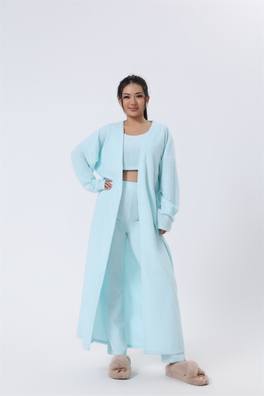 Cozy 3‑Piece Pajama Lounge Set – Cute, Warm, Matching Winter Loungewear for Women