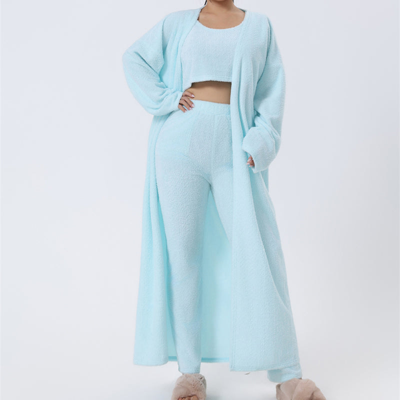 Cozy 3‑Piece Pajama Lounge Set – Cute, Warm, Matching Winter Loungewear for Women