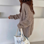 Mohair Knitted Sweater for Women – Cozy, Thick, Mid‑Length Autumn & Winter Pullover with Stylish Twist Design