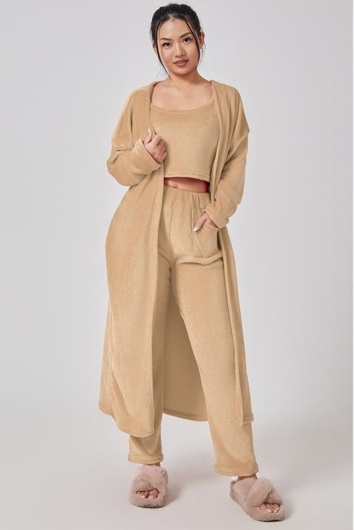Cozy 3‑Piece Pajama Lounge Set – Cute, Warm, Matching Winter Loungewear for Women